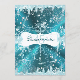 Convite Blue Snowflake Winter Wonderland Quinceanera