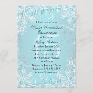 Convite Blue Snowflake Winter Wonderland Quinceanera