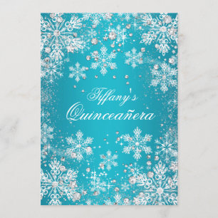 Convite Blue Snowflake Winter Wonderland Quinceanera