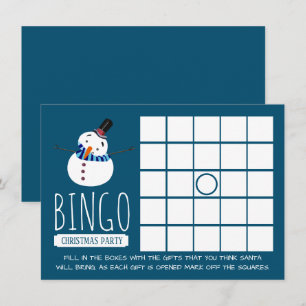 Convite Blue Snowman, Bingo da Festa de Natal
