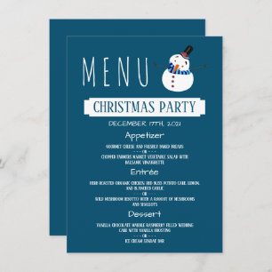 Convite Blue Snowman, Menu da Festa de Natal