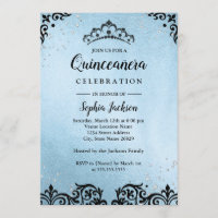 Blue Sparkle Tiara Damask Quinceanera