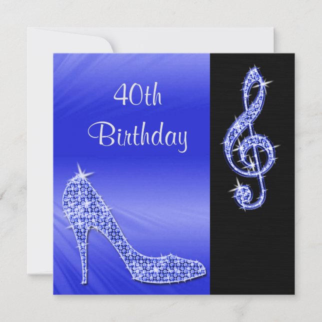 Convite Blue Stiletto & Treble Cleft 40º Aniversário (Frente)