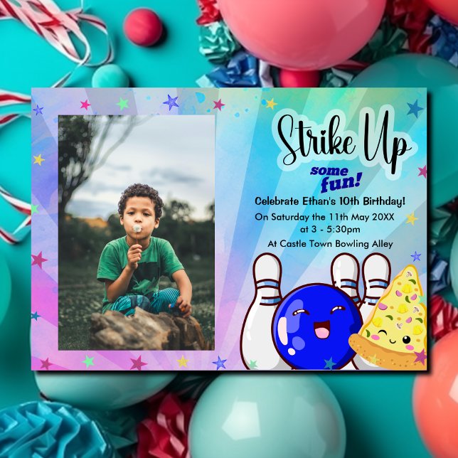 Convite Blue Strike, Uma Boliche Divertida Com Foto (Criador carregado)