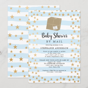 Convite Blue Stripe + Chá de fraldas de Star Boy por emai