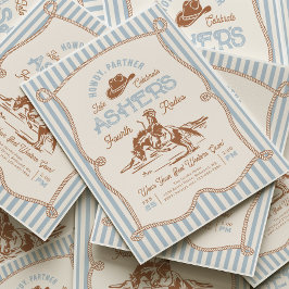 Convite Blue Stripe Rodeo Birthday Invitation