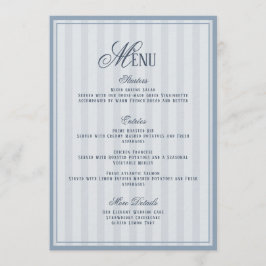 Convite Blue Striped Wedding Menu  Card