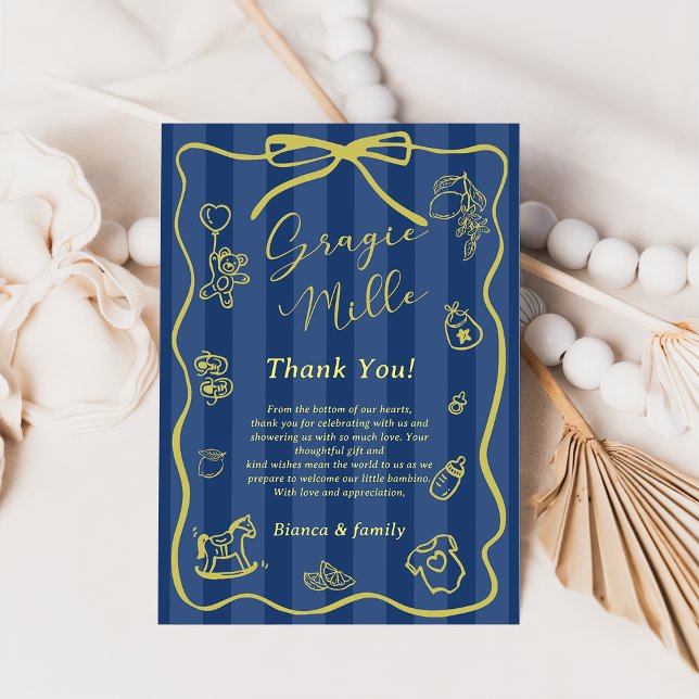 Convite Blue Stripes Italian Themed Ciao Baby Shower (Criador carregado)