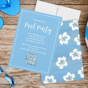 Convite Blue Summer Tropical Floral Party