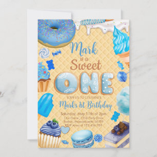 Convite Blue Sweet One primeiro aniversario Boy