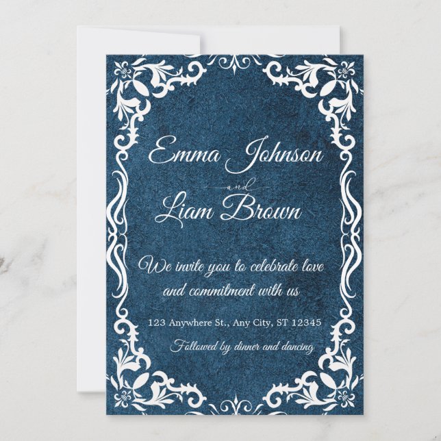 Convite Blue Talavera Mexican Spanish Wedding Invitation (Frente)