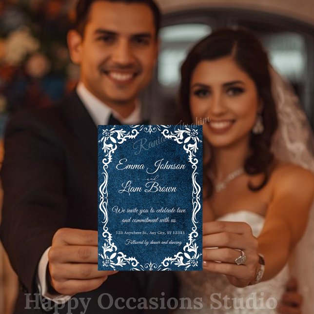 Convite Blue Talavera Mexican Spanish Wedding Invitation (Criador carregado)