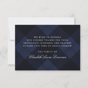 Convite Blue Tartan Classic Funeral Simpatia Obrigado