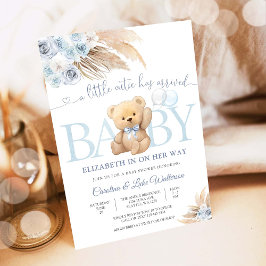 Convite Blue Teddy Bear Baby Shower Invitation