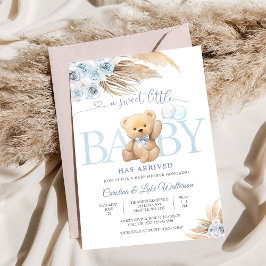 Convite Blue Teddy Bear Baby Shower Invitation