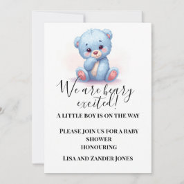 Convite Blue Teddy Bear Baby Shower Invitation | Baby Boy
