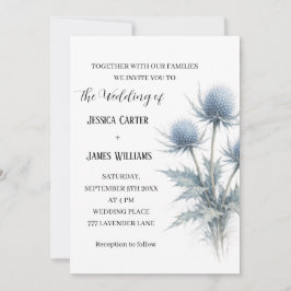 Convite Blue Thistle Scottish Scotland Simple Wedding