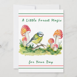 Convite Blue Tit and Fly Agaric Watercolor