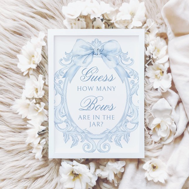 Convite Blue  Toile How Many Bows Baby Boy Shower (Criador carregado)