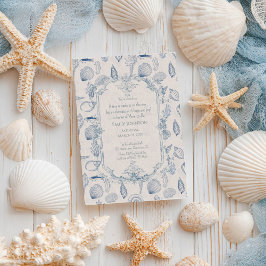 Convite Blue toile Ocean Baby Shower Invitation