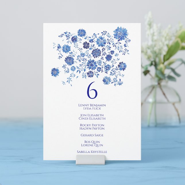 Convite Blue Top Bouquet Wedding Table Number Guest names (Blue Top Bouquet Wedding Table Number Guest names)