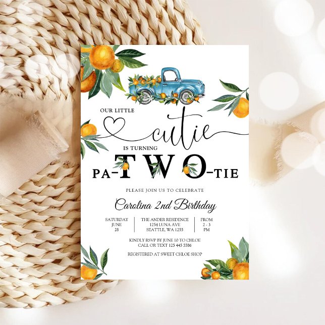 Convite Blue Truck Orange Birthday Invitation (Criador carregado)