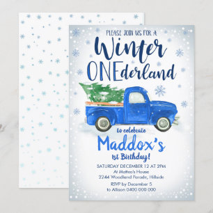 Convite Blue Truck Winter ONEderland Invitation Boy 1rua