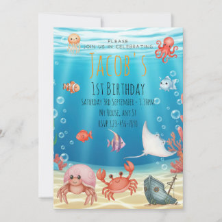 Convite Blue Under the Sea birthday