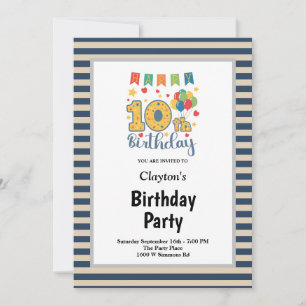 Convite Blue/Vanilla Stripes enquadrado na décima Festa de