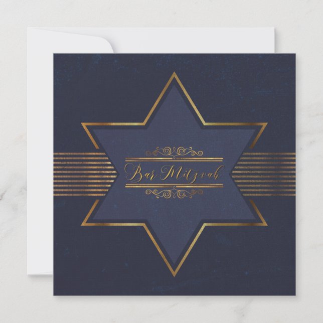 Convite Blue Velvet Bar Mitzvah Invitation (Frente)