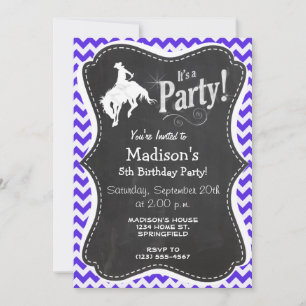 Convite Blue Violet Chevron; Rodeo