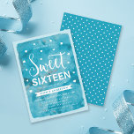 Convite Blue Watercolor Hearts Sweet 16 Festa de aniversár<br><div class="desc">Este Convite de aniversário da Tendy Blue Watercolor Sweet Sessenta apresenta corações contra um fundo azul de aquarela na frente. A placa tem um padrão de bolinhas azul na parte traseira. Veja outros 16 itens do Sweet aqui https://www.zazzle.com/rosewoodandcitrus/sweet 16?rf=238364477188679314 Personalize este convite substituindo o texto do marcador de posição no...</div>