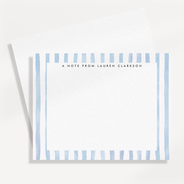 Convite Blue Watercolor Striped Stationery Note Card (Criador carregado)