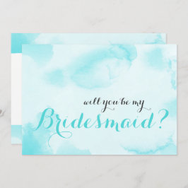 Convite Blue Watercolor Você será minha madrinha