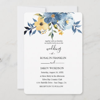 Convite blue watercolor wedding Invitation
