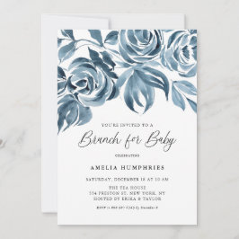 Convite Blue Watercolor Winter Rosa Brunch