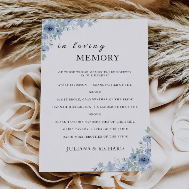 Convite Blue Wedding In Loving Memory Sinal, (Blue Wedding In Loving Memory Sign, Invitation)