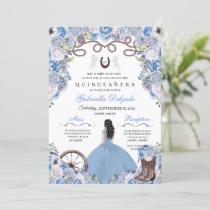 Convite Blue Western Charra Girl Ranchero Quinceanera