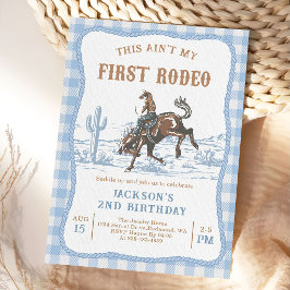 Convite Blue Western Cowboy Birthday Invitation 