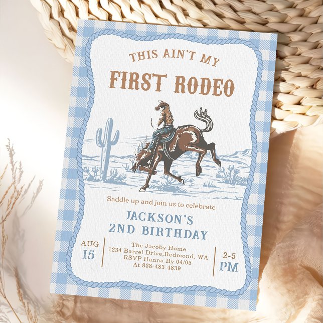 Convite Blue Western Cowboy Birthday Invitation  (Criador carregado)