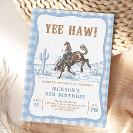 Convite Blue Western Cowboy Birthday Invitation 