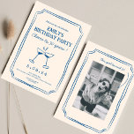 Convite Blue Whimsical Funky Cheers 30. º Aniversário<br><div class="desc">Mão Desenhada Engraçada Cerveja 30. º Aniversário</div>