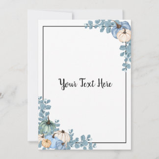 Convite Blue & White Pumpkins