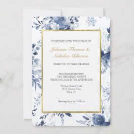 Convite Blue White Romantic Floral Wedding