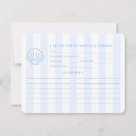 Convite Blue White Shell Beachy Bridal Shower Recipe Card