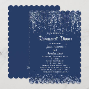 Convite Blue White String Luzes Inverno Janto de ensaio