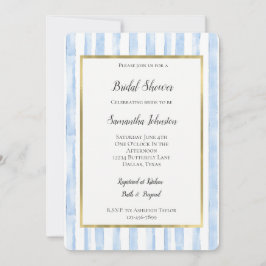 Convite Blue White Stripes Bridal Shower