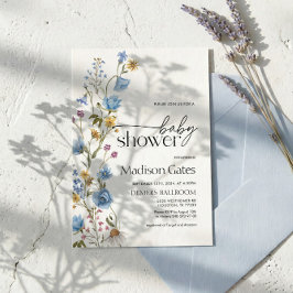 Convite Blue Wildflower Baby Shower Invitation 
