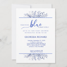 Convite Blue Wildflower Border Something Blue Baby Shower