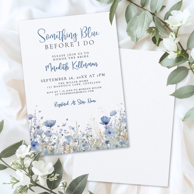 Convite Blue Wildflower Floral Bridal Shower (Blue Wildflower Floral Bridal Shower Invitation)